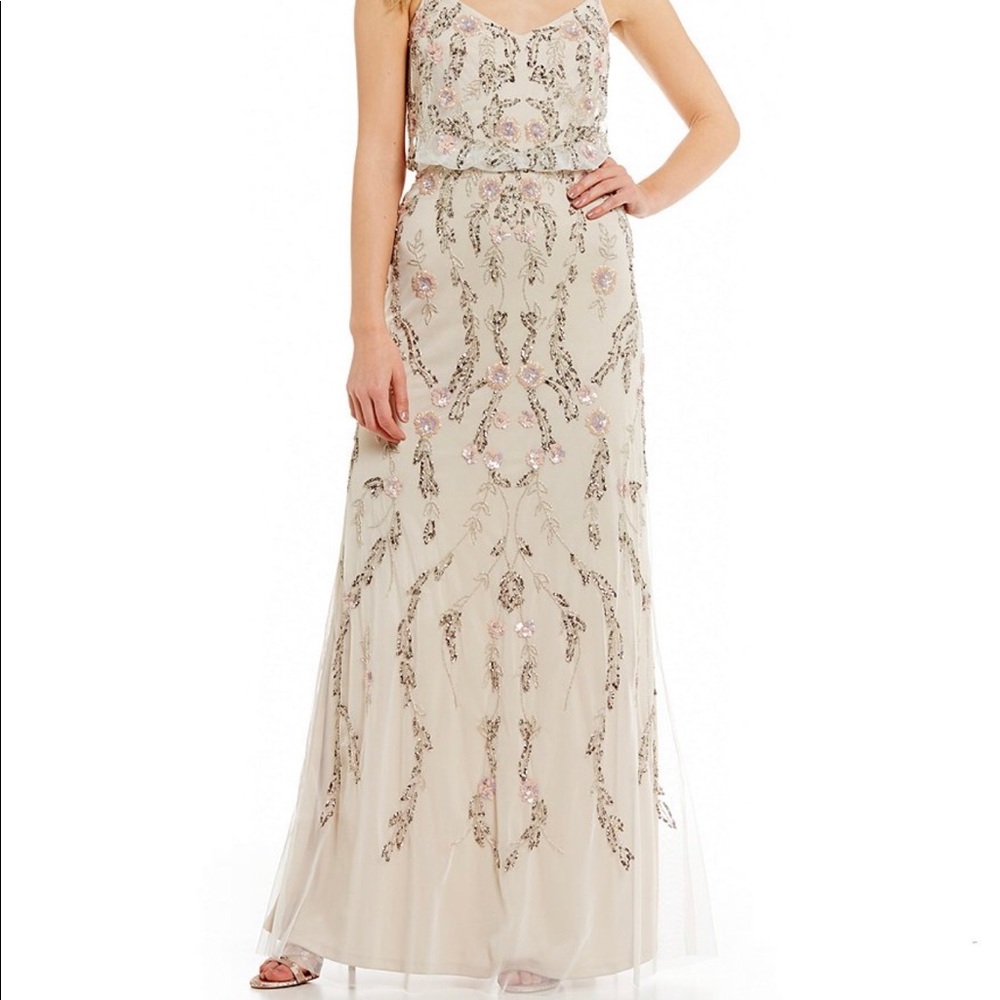 Brand new Adrianna Papell beaded blouson gown